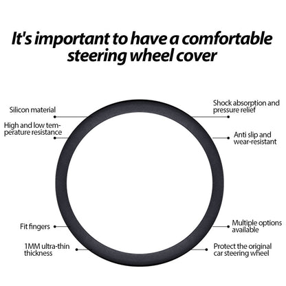 Non-slip sweat-absorbent steering wheel cover